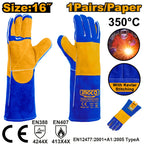 INGCO 350° 16" 1 Pair/Paper Welding Leather Gloves - HGVW04