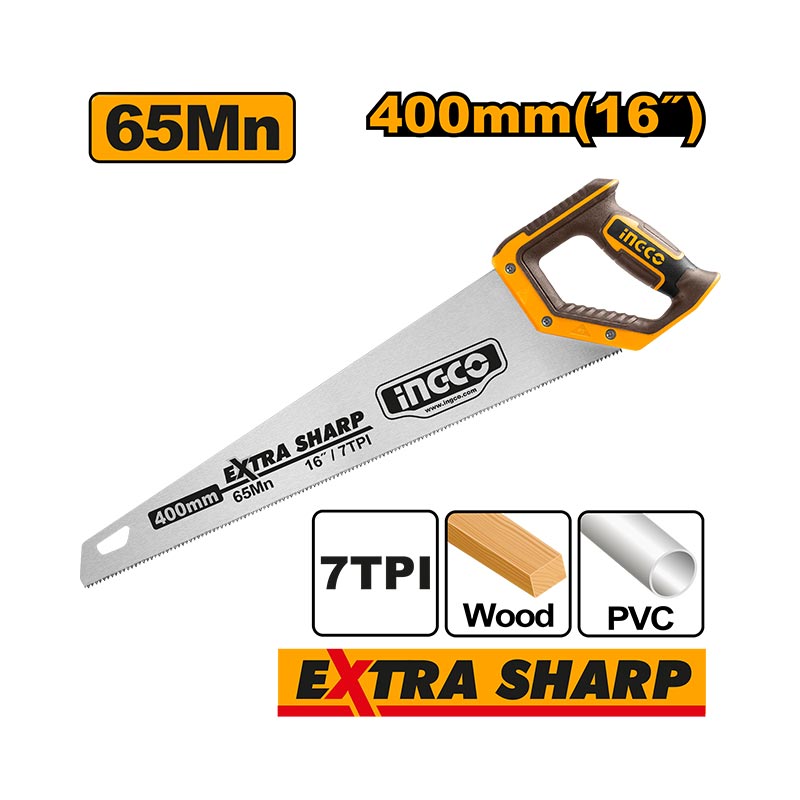 INGCO 400MM (16") Hand Saw Extra Sharp - HHAS15400