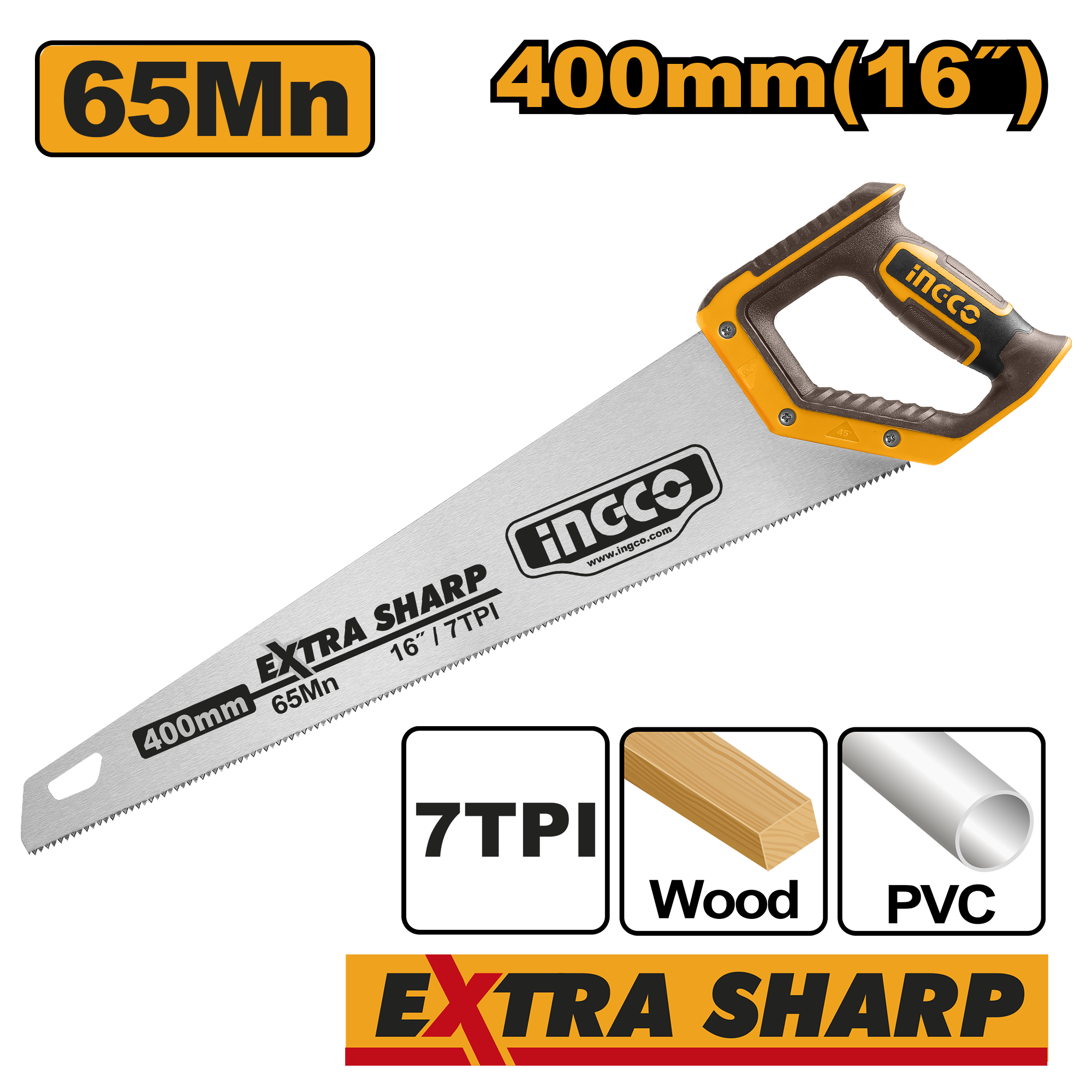 INGCO 400MM (16") Hand Saw Extra Sharp - HHAS15400