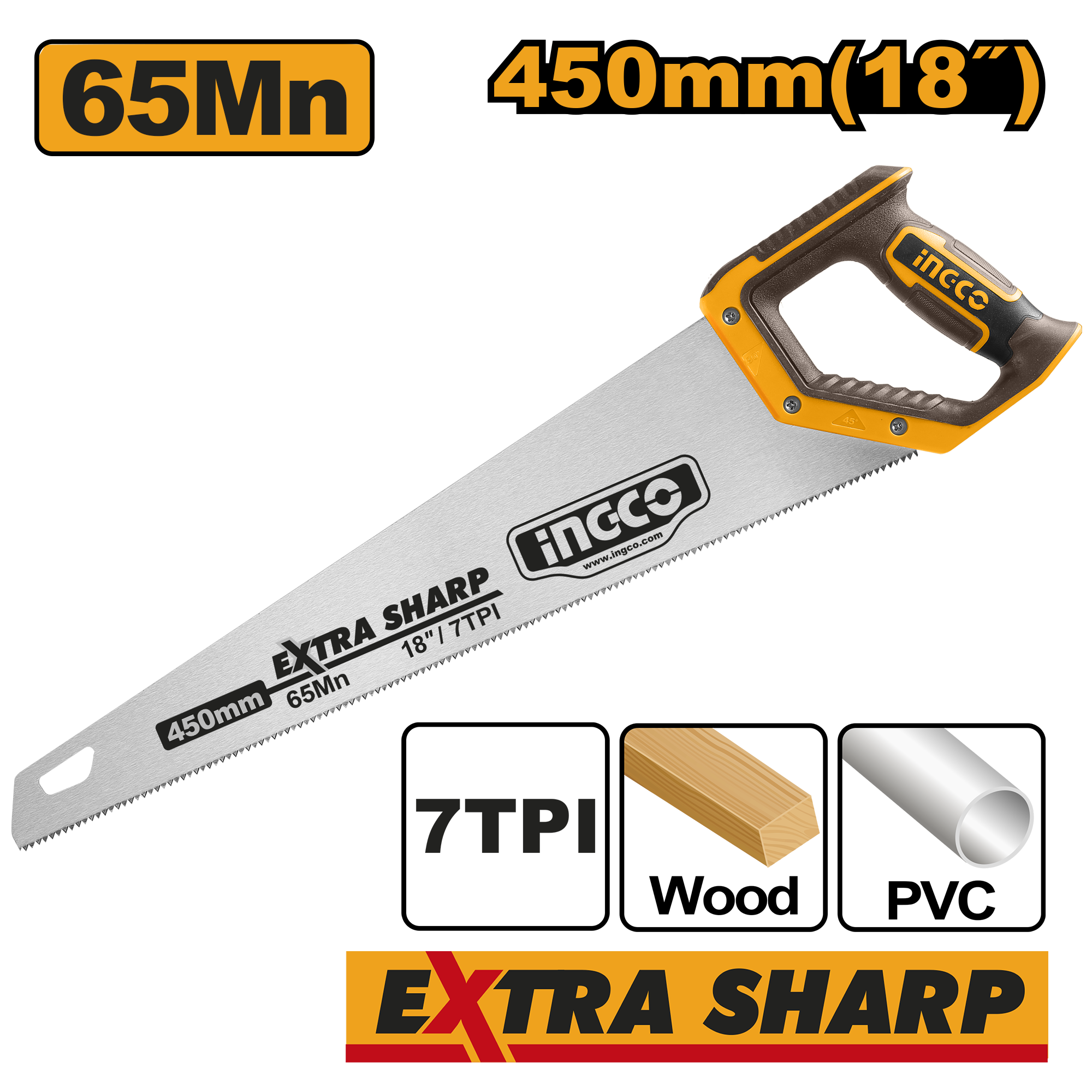 INGCO 400MM (18") Hand Saw Extra Sharp - HHAS15450