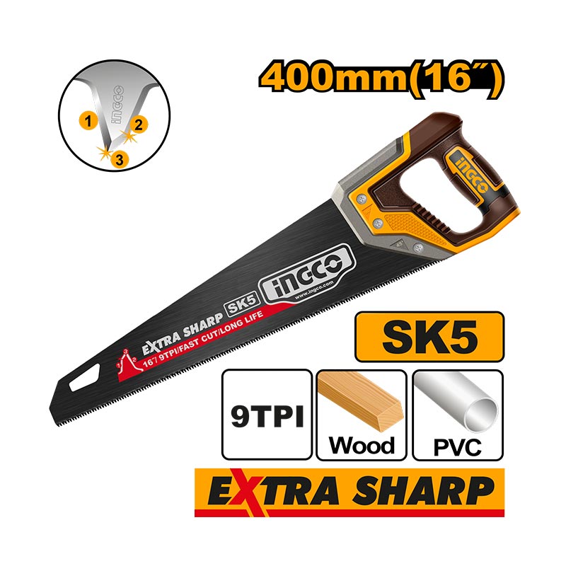 INGCO 400MM (16") Hand Saw Extra Sharp - HHAS68400
