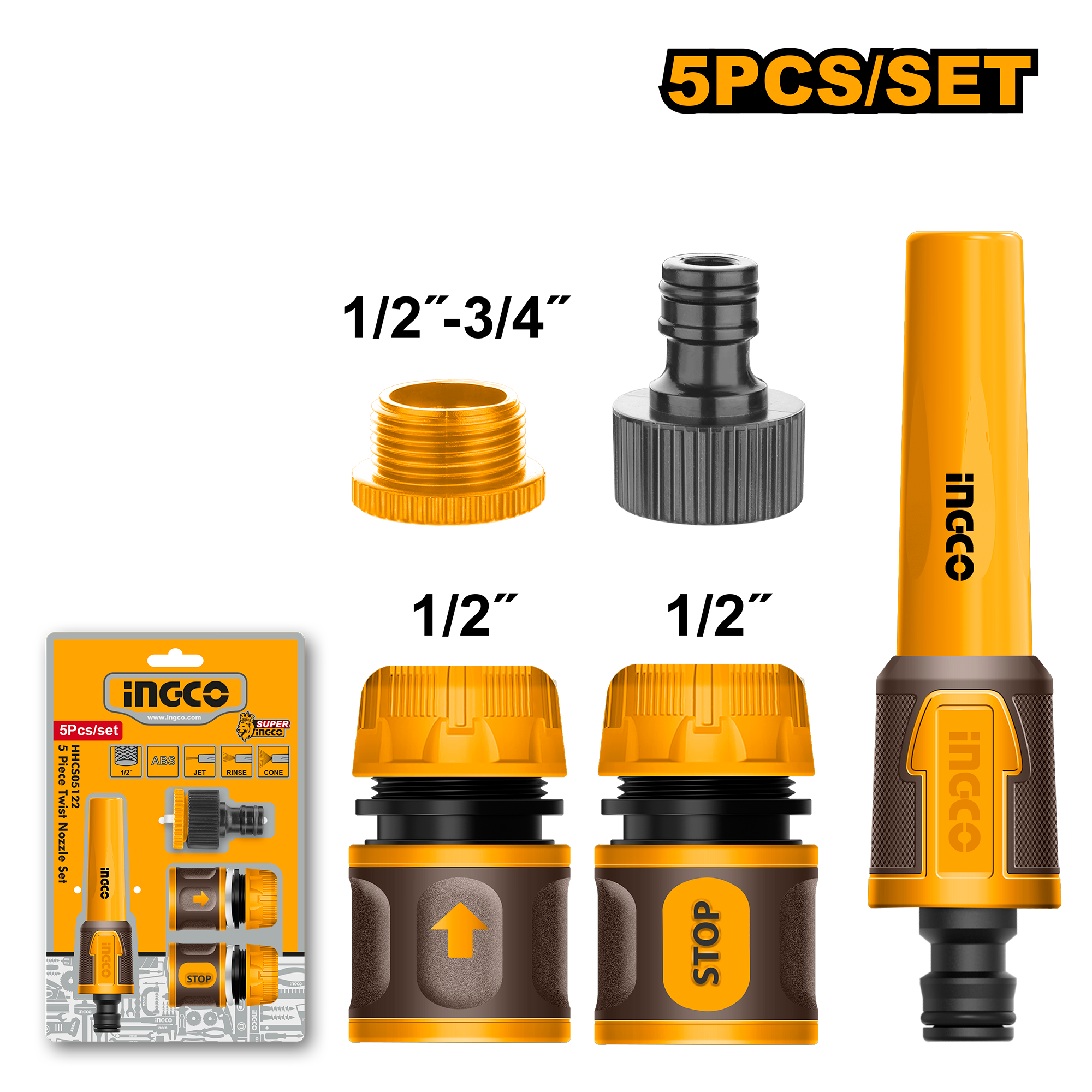 INGCO 5 Piece Twist Nozzle Set - HHCS05122