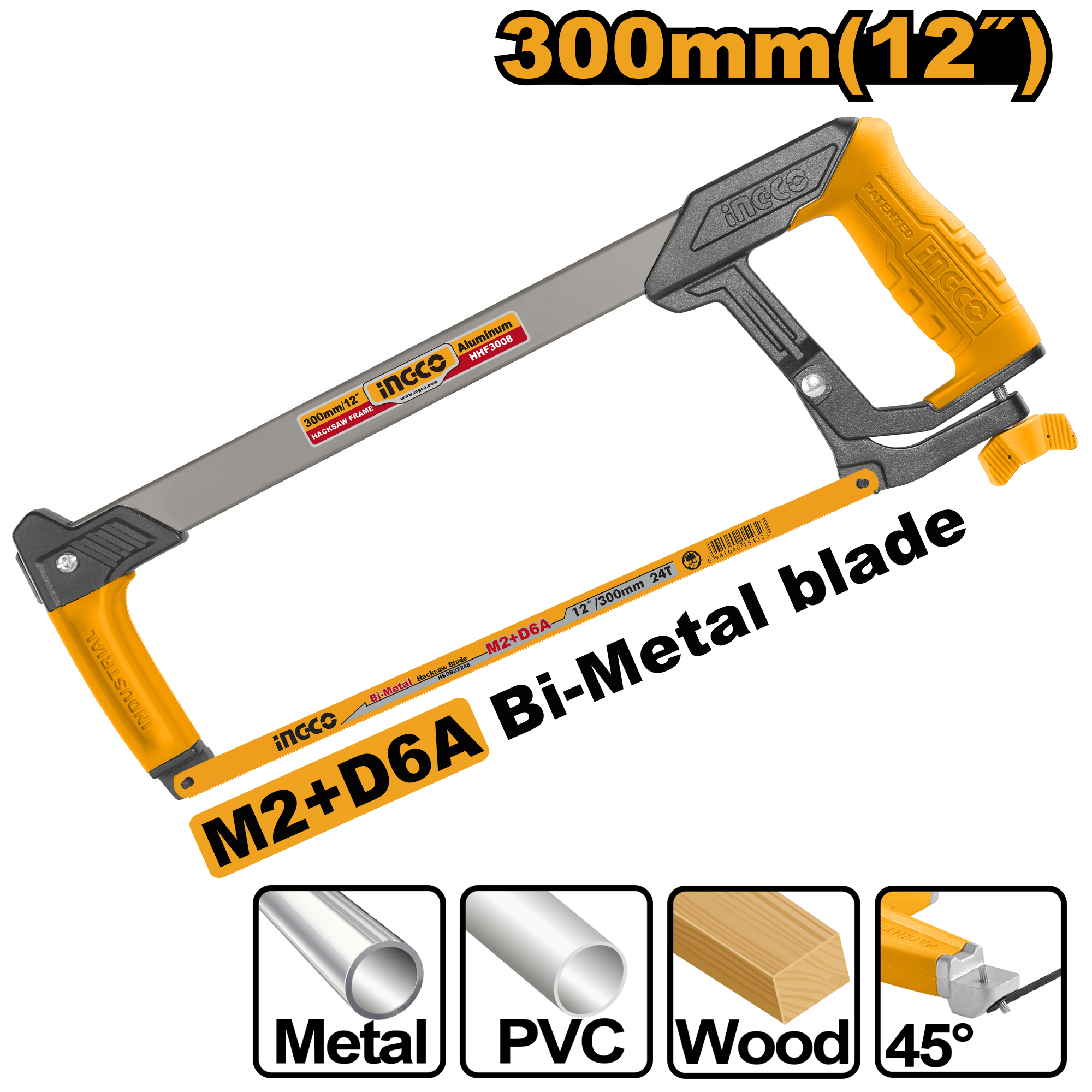 INGCO 300MM (12") Hacksaw Frame - HHF3008