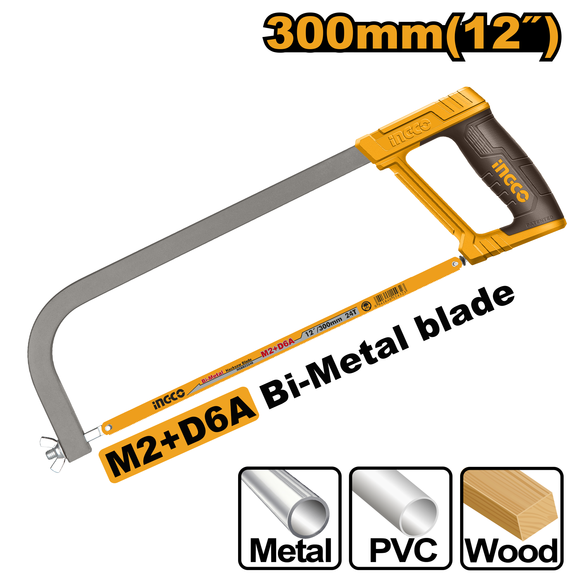 INGCO 300MM (12") Hacksaw Frame - HHFS3068 Main image