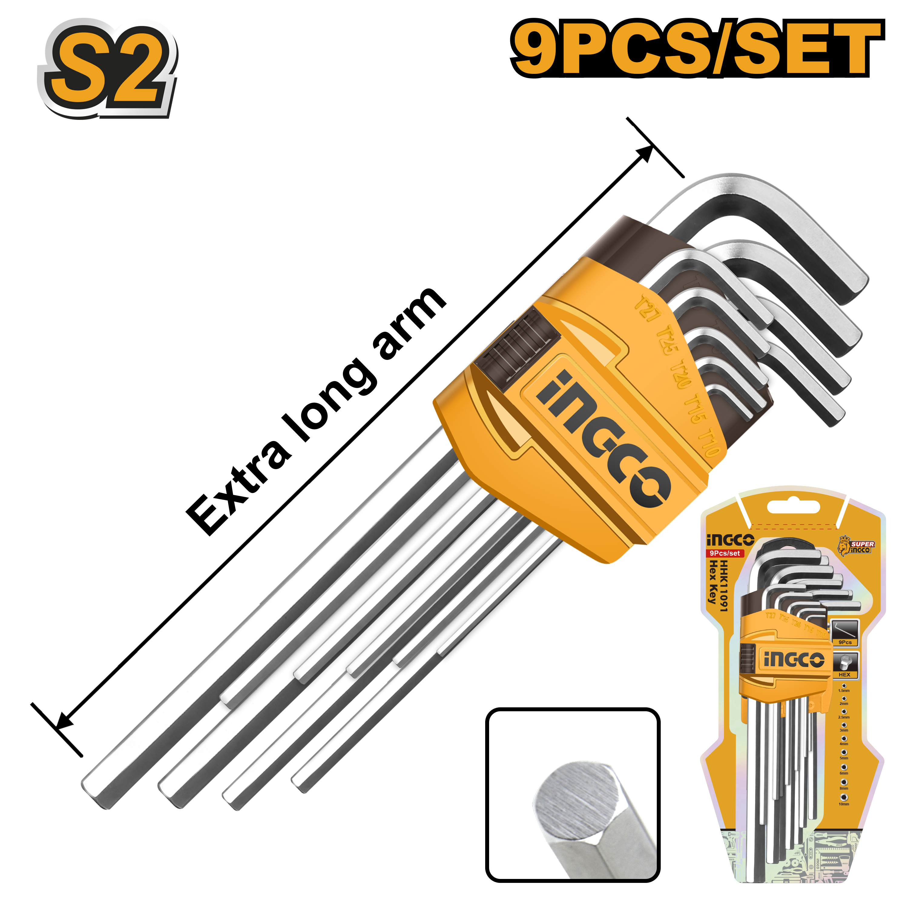 INGCO 9 PCs Set Hex Key - HHK11092