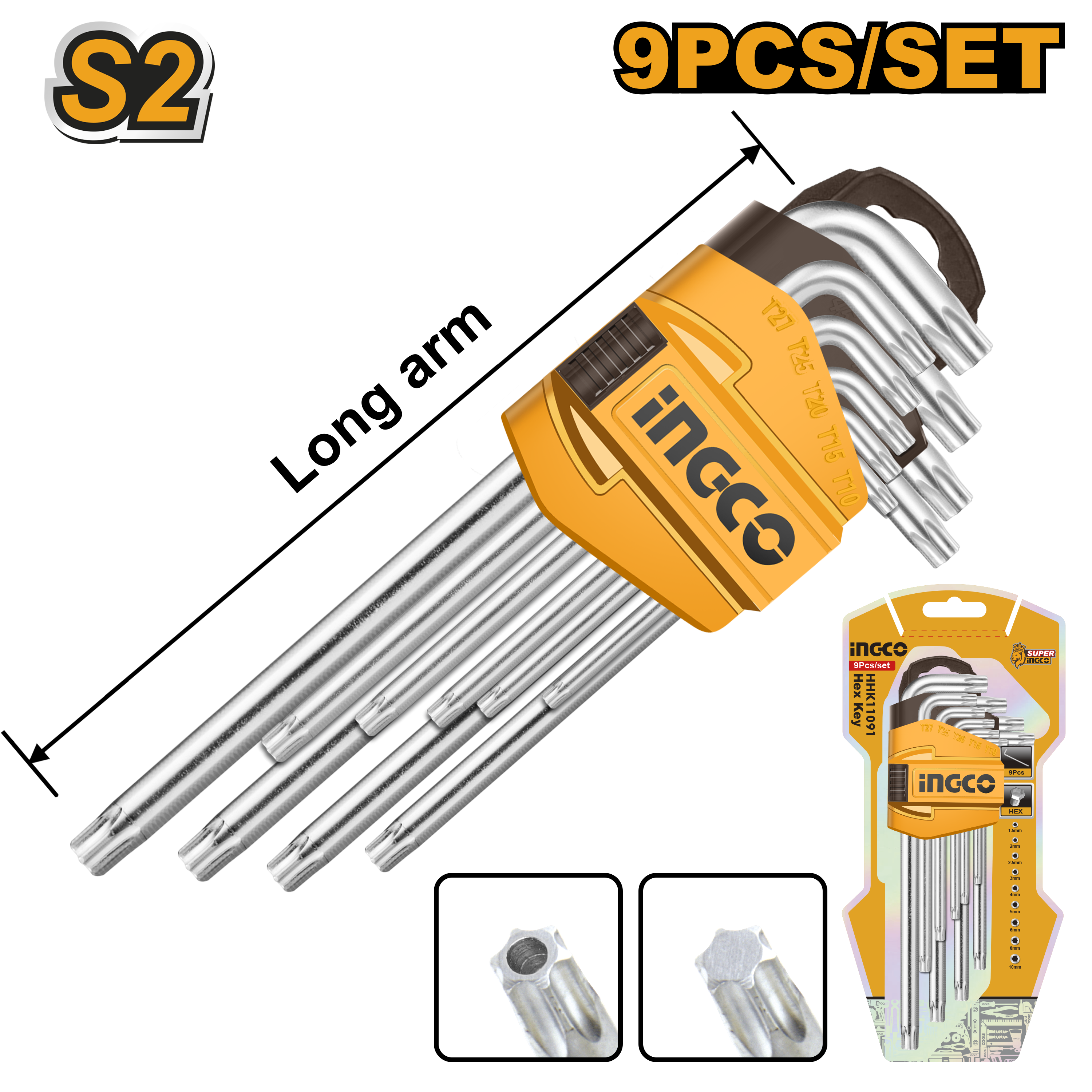 INGCO 9 PCs Set Torx Key - HHK13091