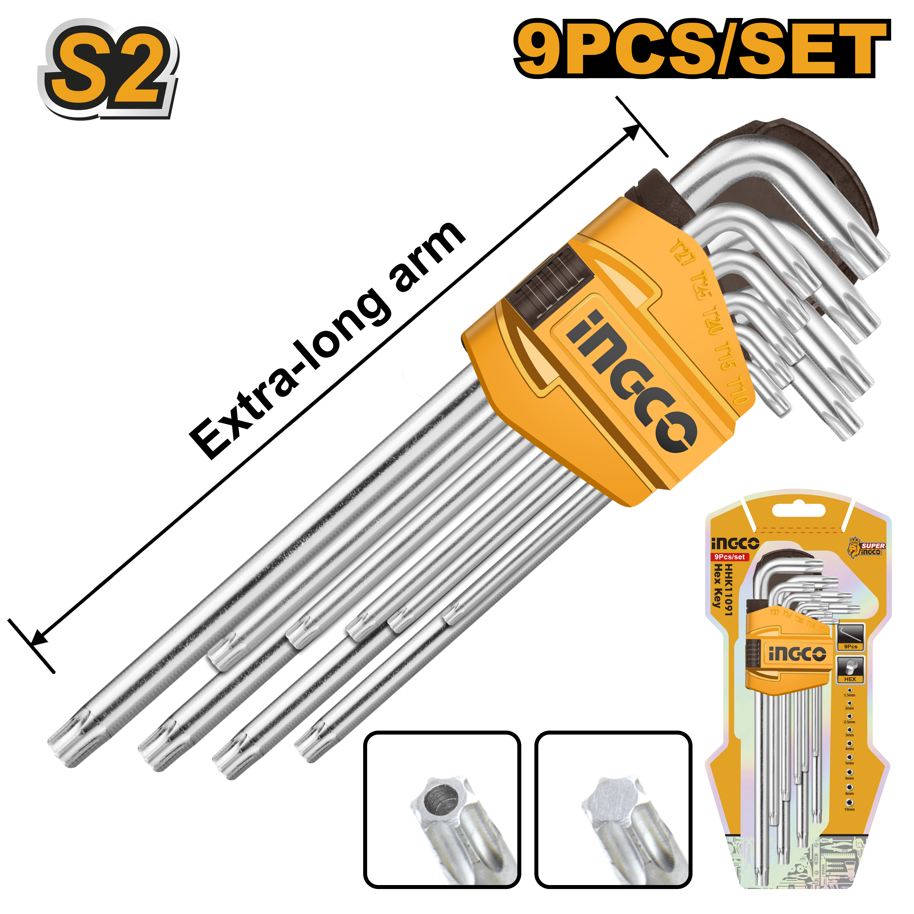 INGCO 9 PCs Set Torx Key - HHK13092