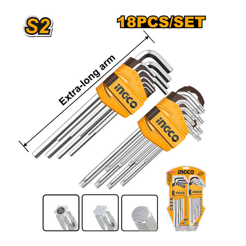 INGCO 18 PCs Hex Key and Torx Key Set - HHKSET0181 Main image