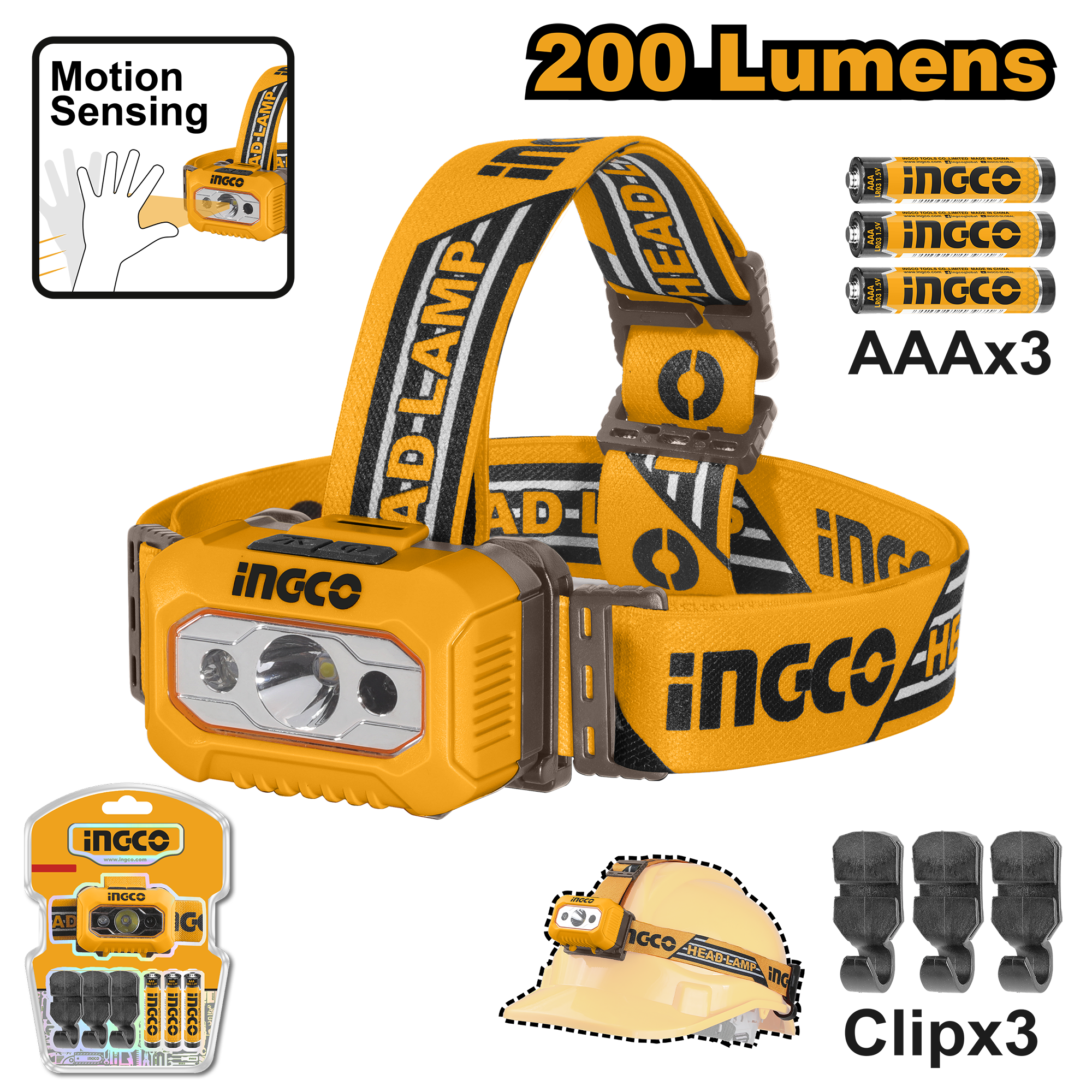 INGCO Motion Sensing 200 Lumens Headlamp - HHL013AAA8