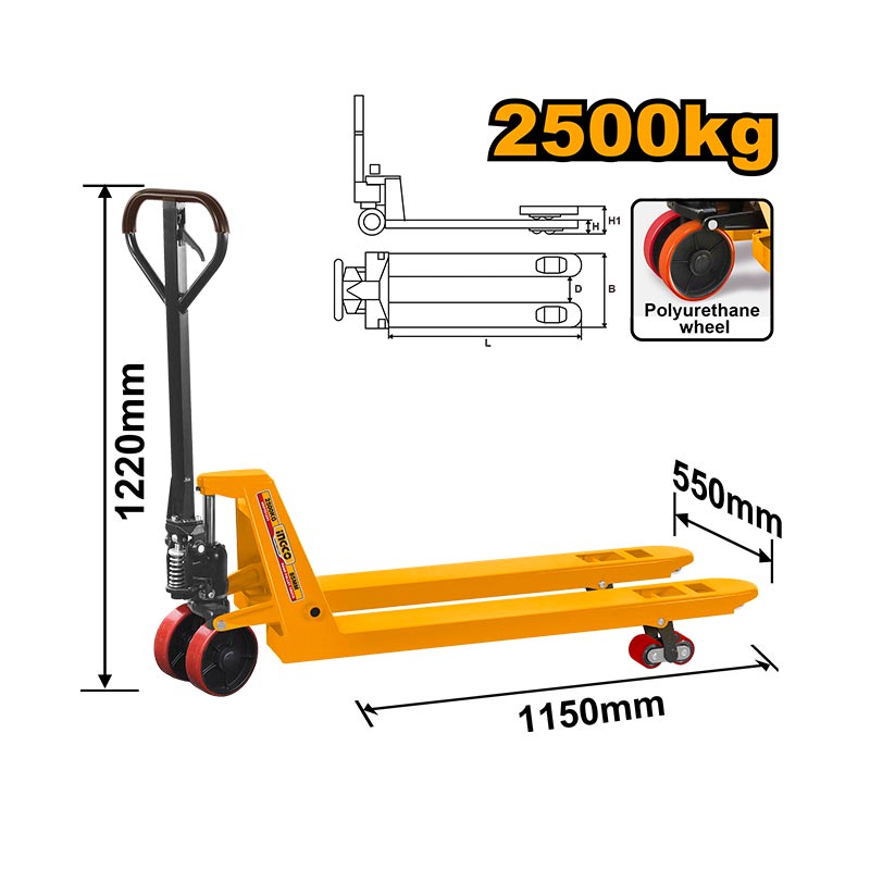 INGCO 2500KG Hand Pallet Truck - HHPT01251