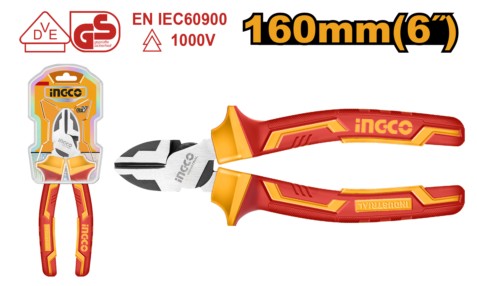 INGCO 160MM (6") Insulated High Leverage Diagonal Cutting Pliers - HIHLDCP28160 Main image