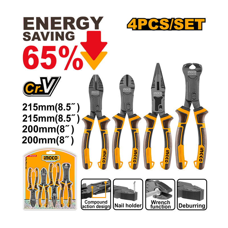 INGCO 4 Pcs Compound Action Pliers Set - HKCPS5841