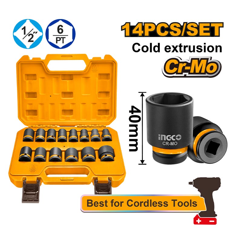 INGCO 14 Pcs 1/2"DR. Impact Socket Set - HKISSD12141 Main image