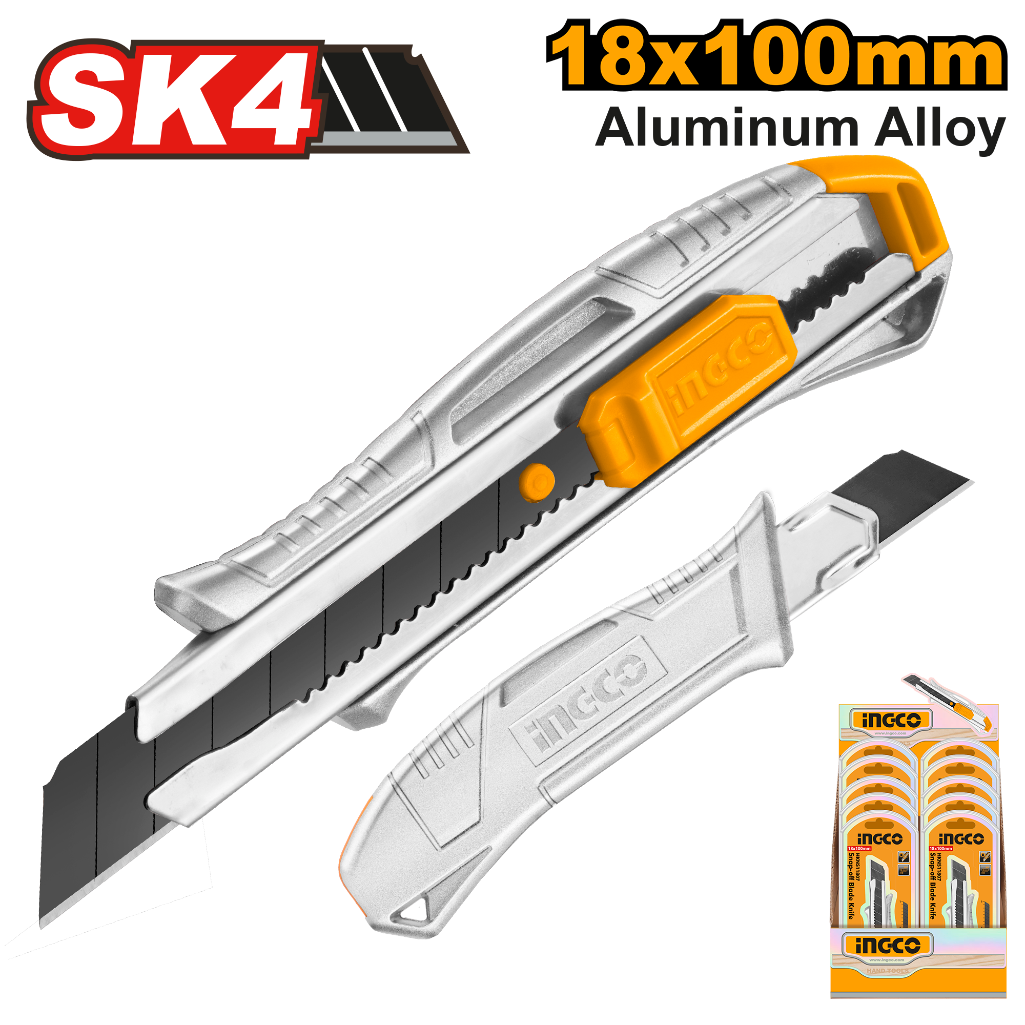 INGCO SK4 18x100MM Snap-Off Blade Knife - HKNS11807