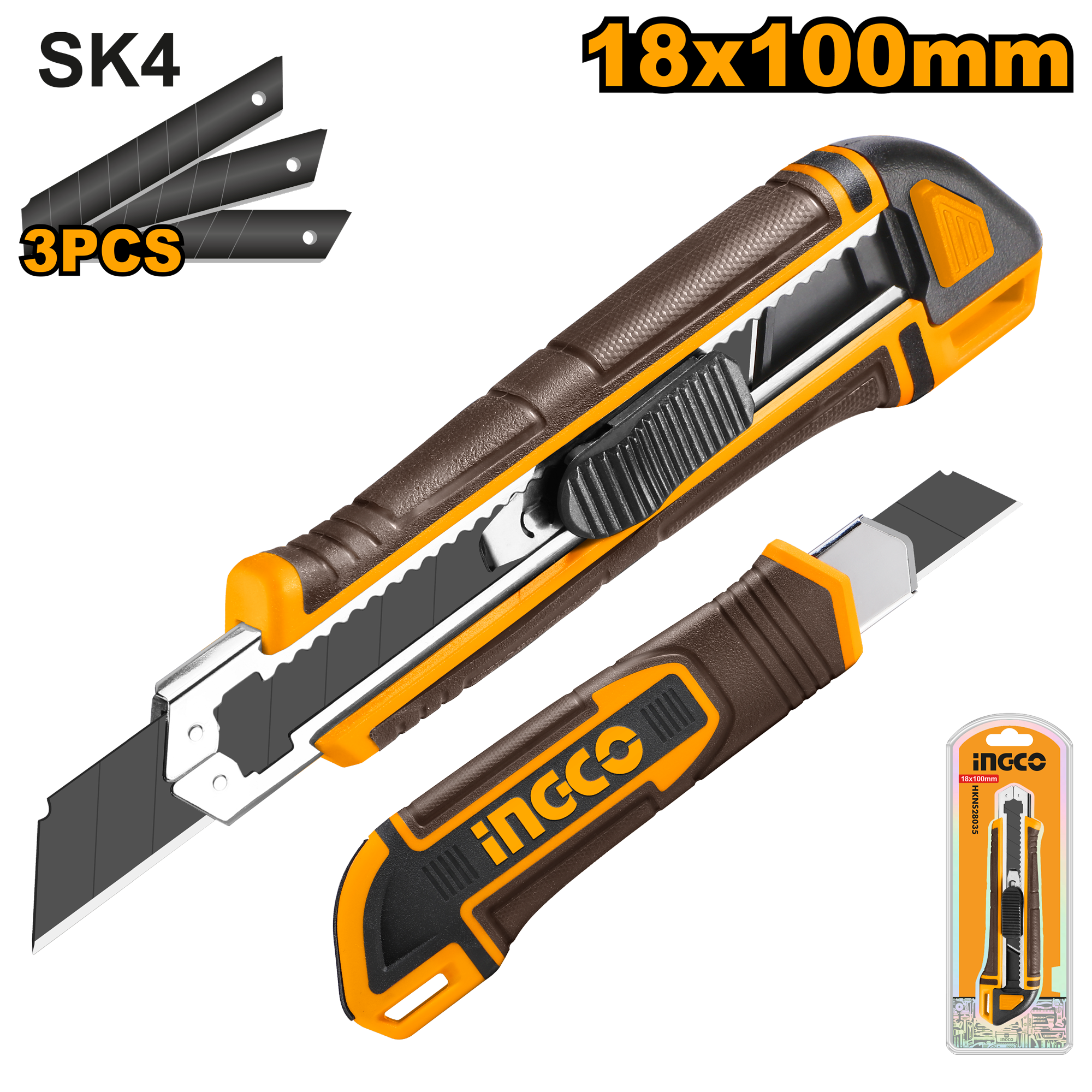 INGCO SK4 18x100MM Snap-Off Blade Knife - HKNS28035