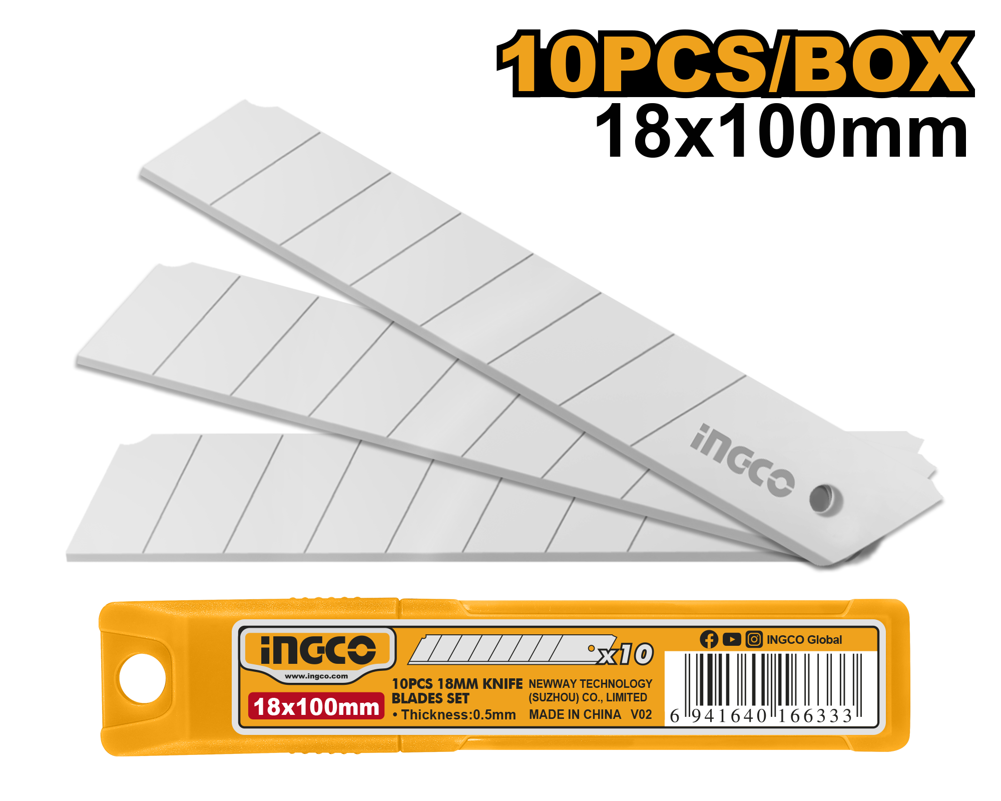 INGCO 10 PCs 18MM Knife Blades Set - HKNSB112 Main image