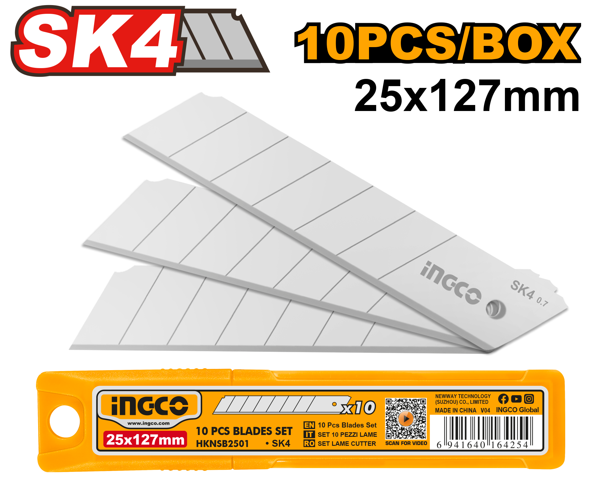 INGCO SK4 25x127MM 10 PCs Blades Set - HKNSB2501 Main image