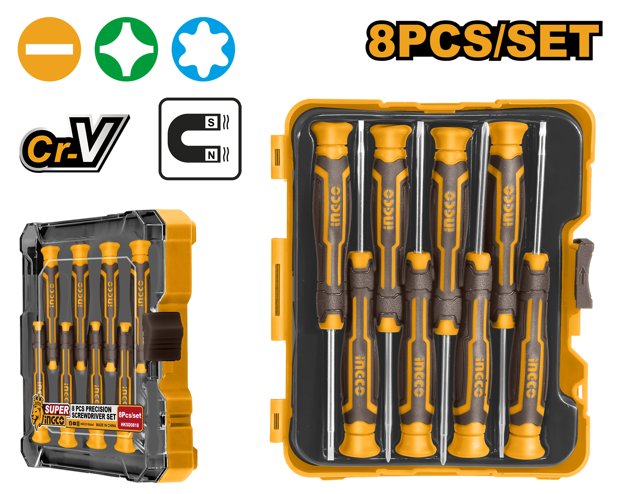 INGCO 8 PCs Precision Screwdriver Set - HKSD0818