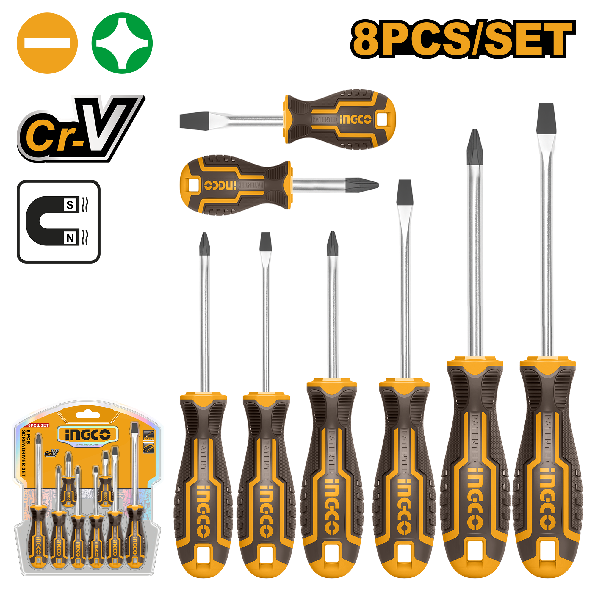 INGCO 8 PCs Screwdriver Set - HKSD0828 Main image