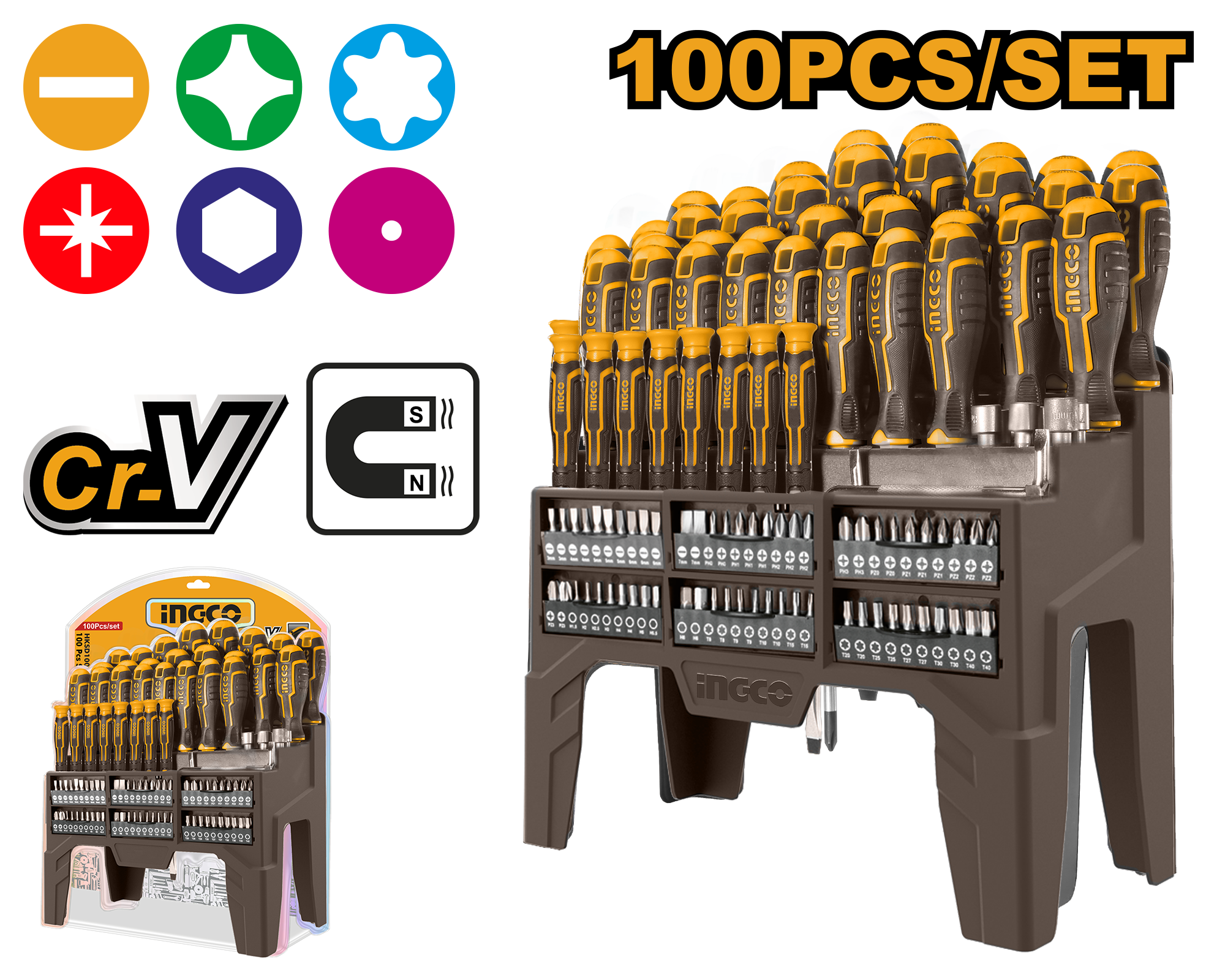 INGCO 100 PCs Screwdriver Set - HKSD10028