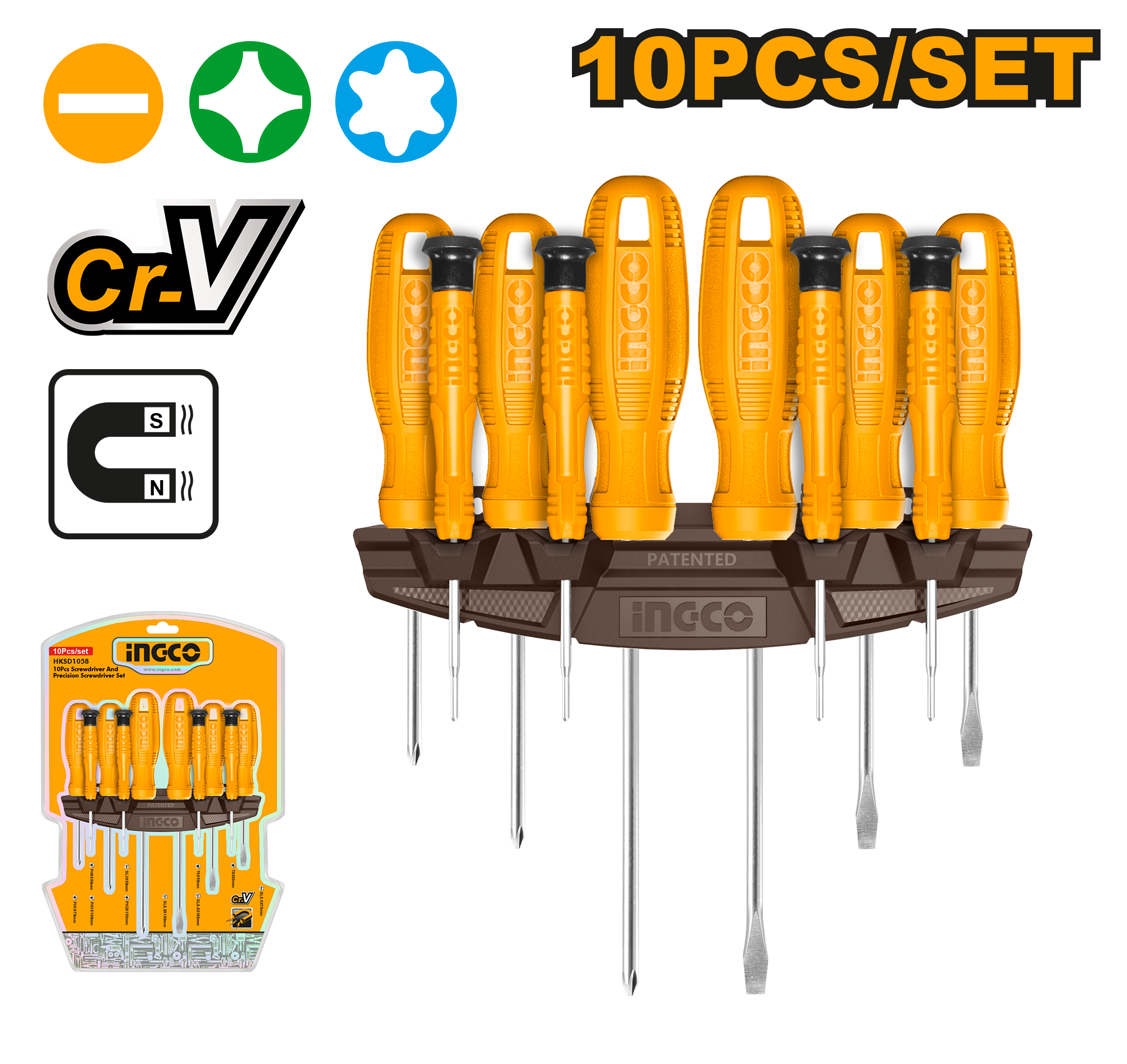 INGCO 10 PCs Screwdriver and Precision Screwdriver Set- HKSD1058 Main image