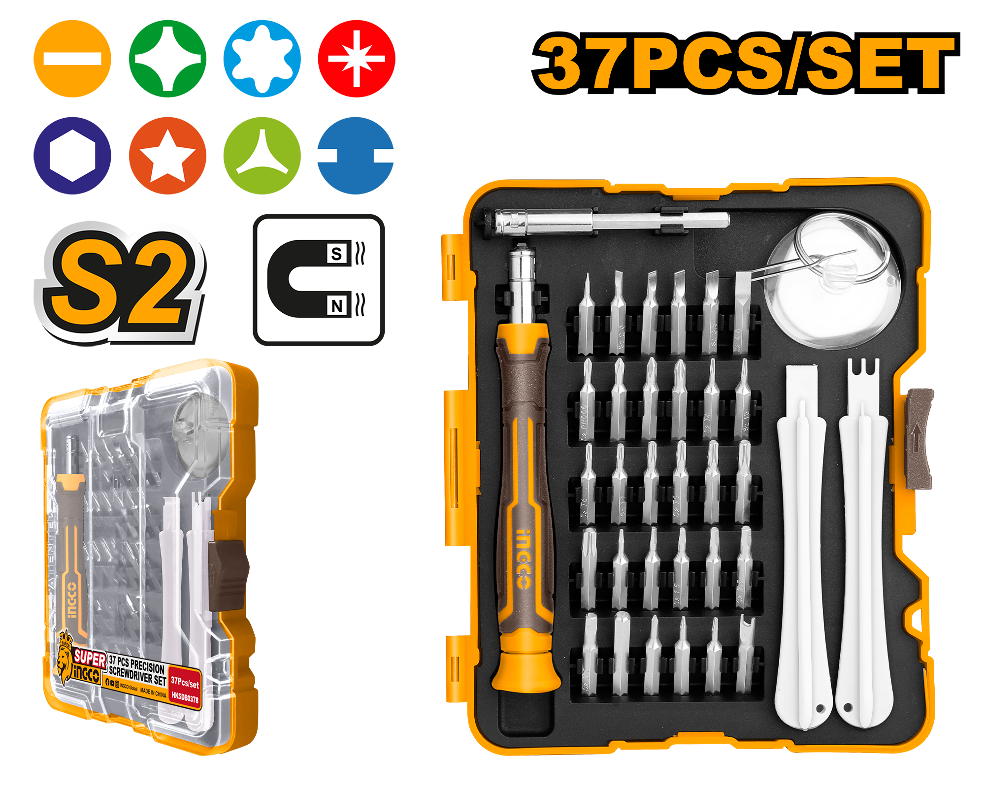 INGCO 37 PCs Precision Screwdriver Set - HKSDB0378 Main image
