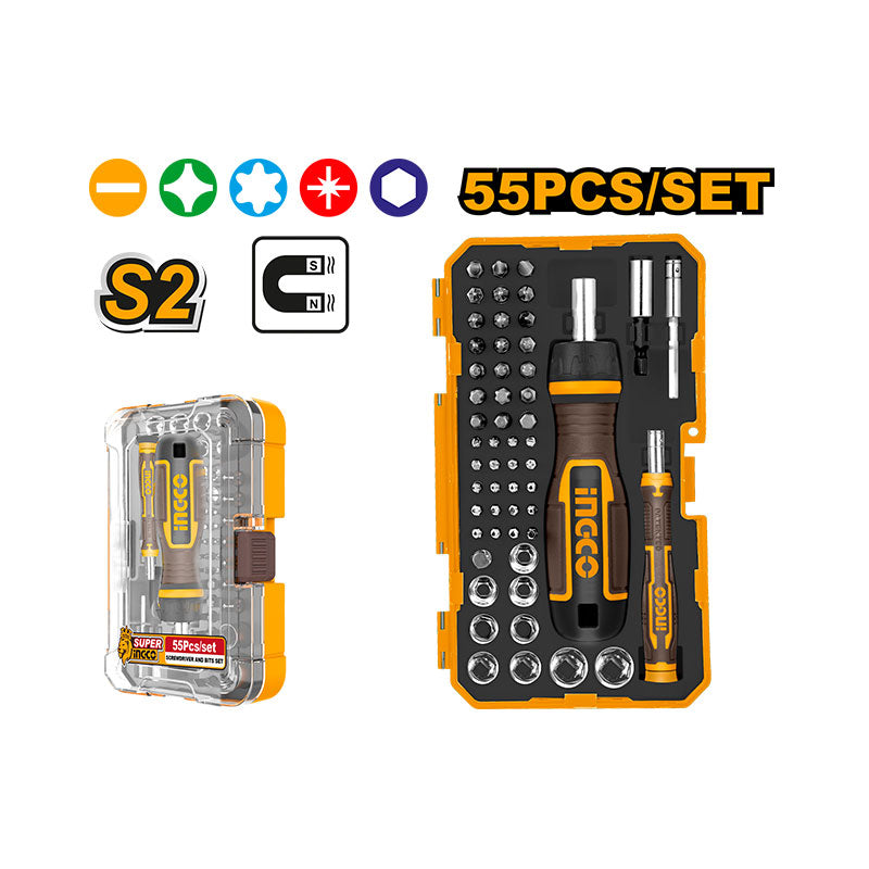 INGCO 55 PCs Screwdriver Bits Set - HKSDB0558