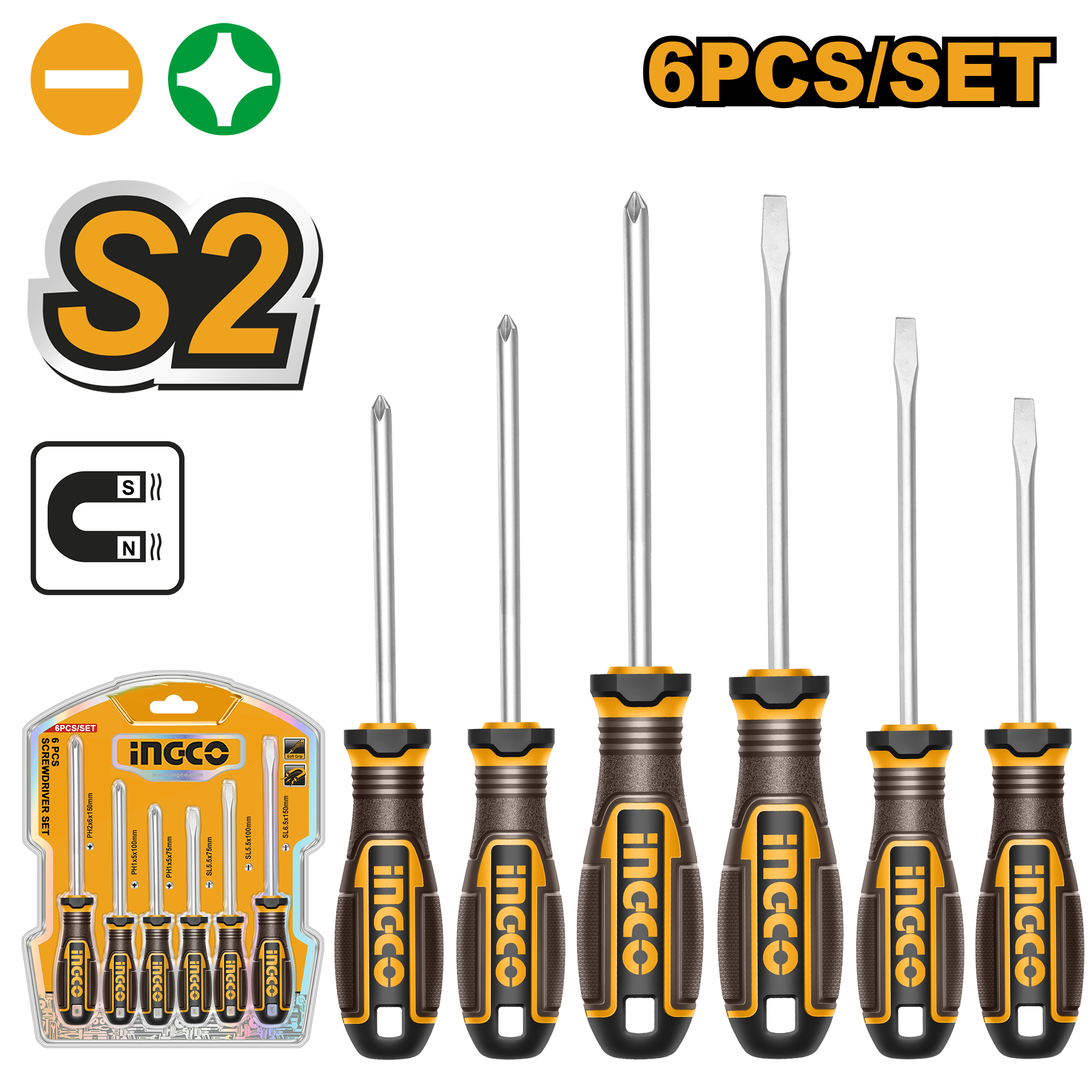 INGCO 6 PCs Screwdriver Set - HKSDS0628 Main image