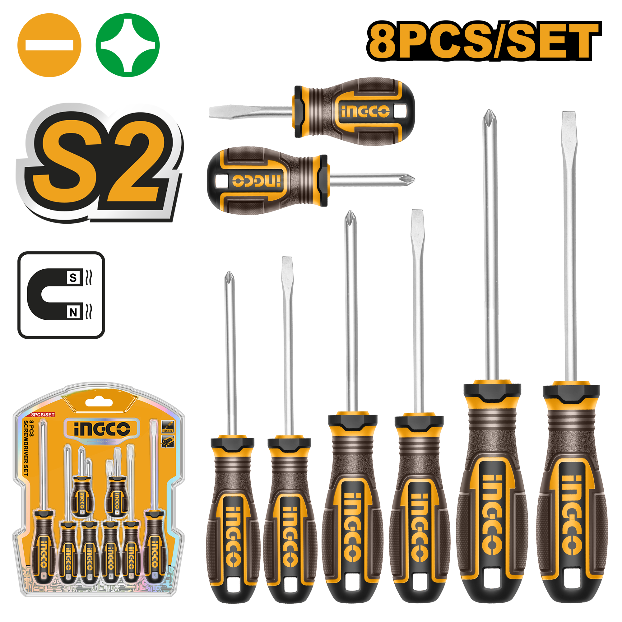 INGCO 8 PCs Screwdriver Set - HKSDS0828