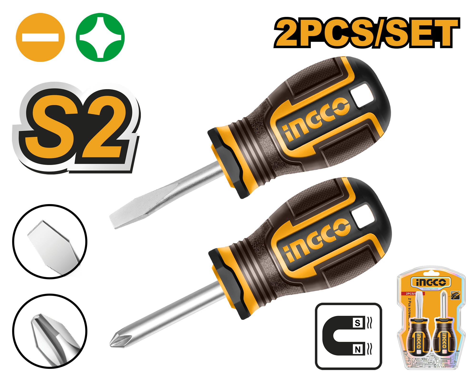 INGCO 2 PCs Screwdriver Set - HKSDS2228