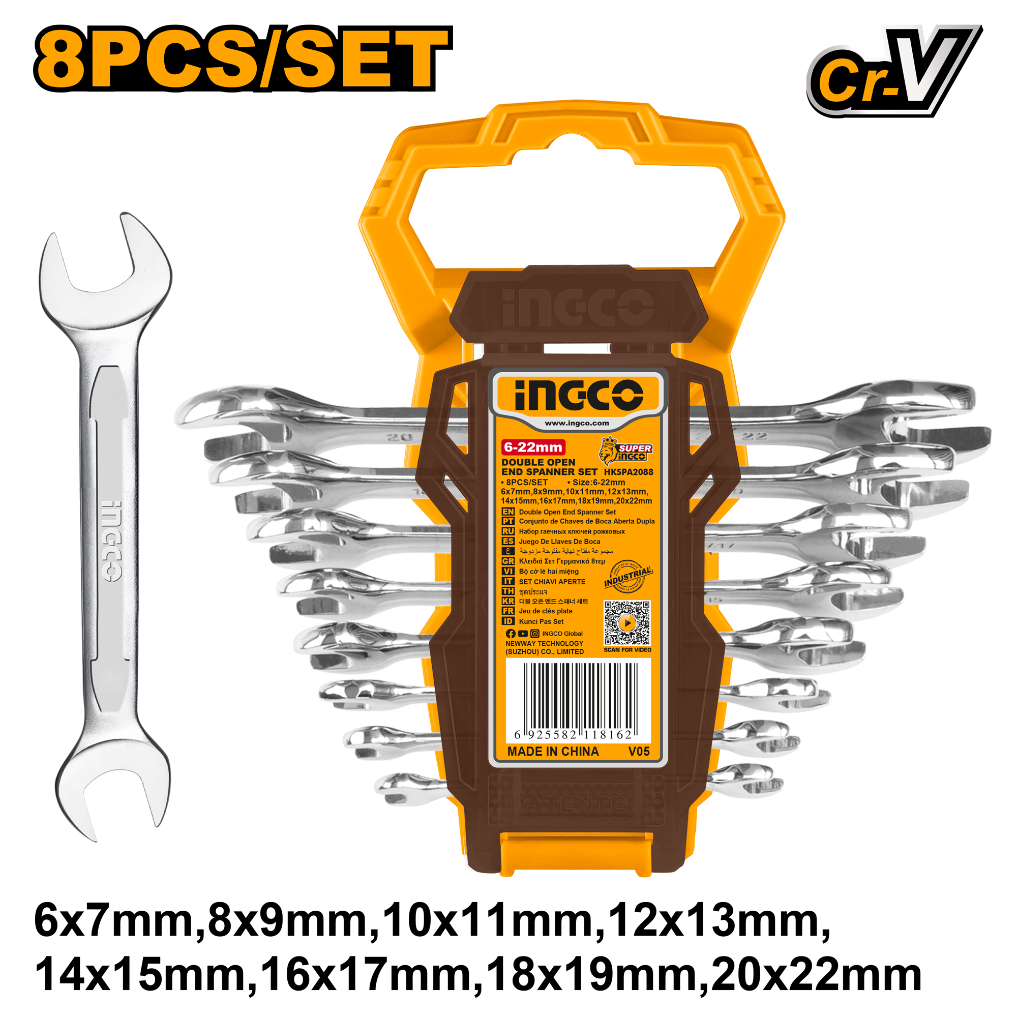 INGCO 8PCs Offset Ring Spanner Set - HKSPA2088 Main image