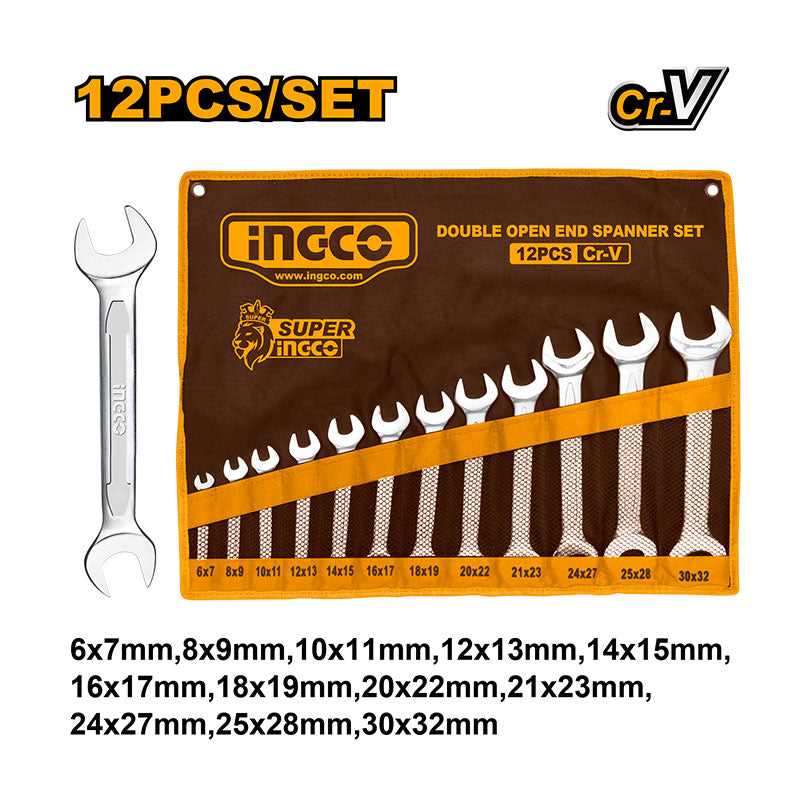 INGCO 12PCs Double Open-End Spanner Set - HKSPA2142