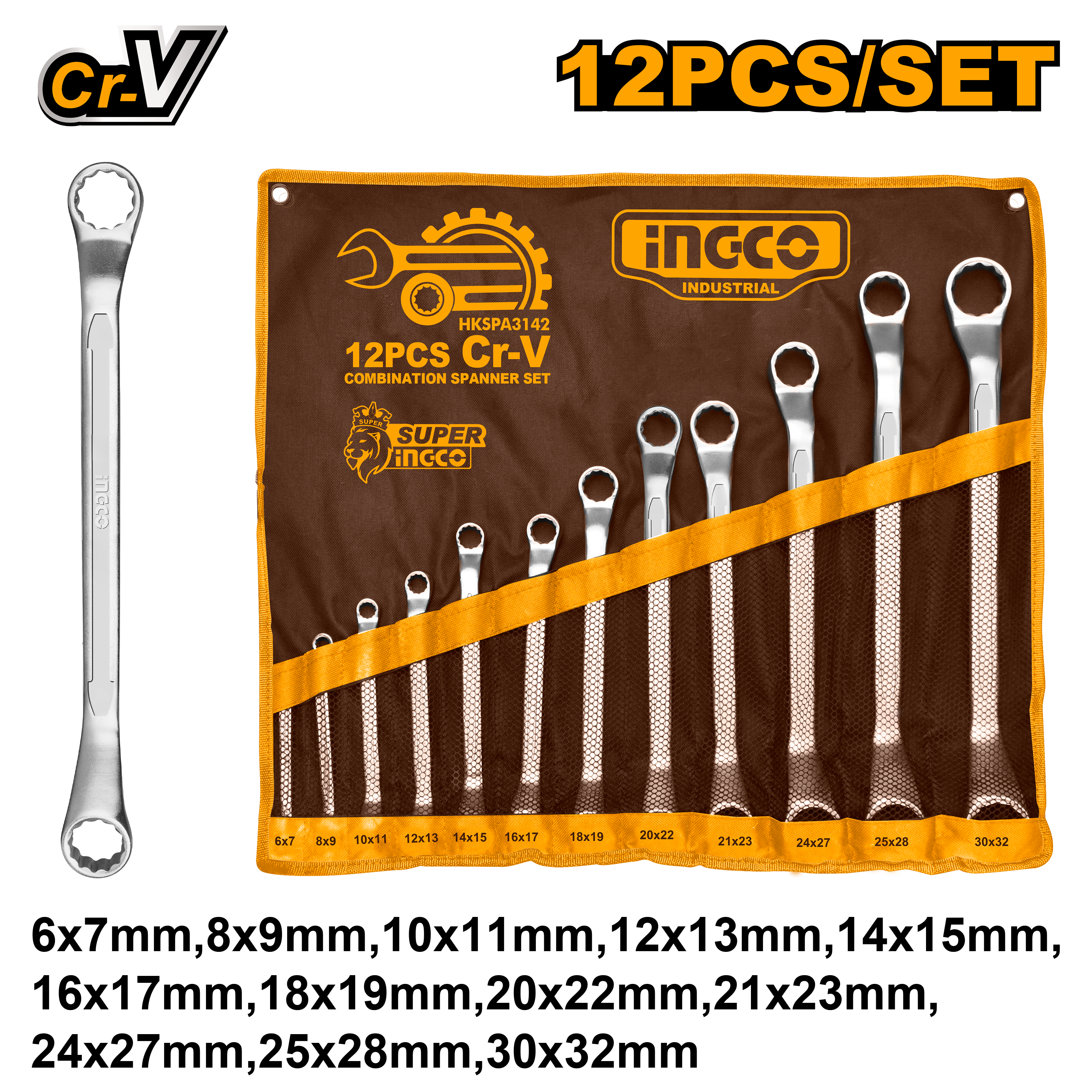 INGCO 12PCs Offset Ring Spanner Set - HKSPA3142 Main image