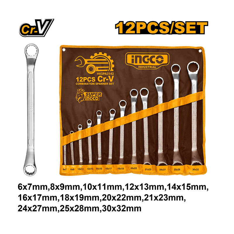 INGCO 12PCs Offset Ring Spanner Set - HKSPA3142 Main image