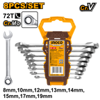 INGCO 72T 8 PCs Ratchet Spanner Set - HKSPAR1082