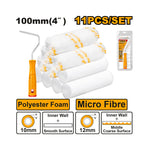INGCO Micro Fibre, Polyester Foam 100MM (4") Cylinder Brush 11 in 1 Set (Inner wall) - HKTCB121001