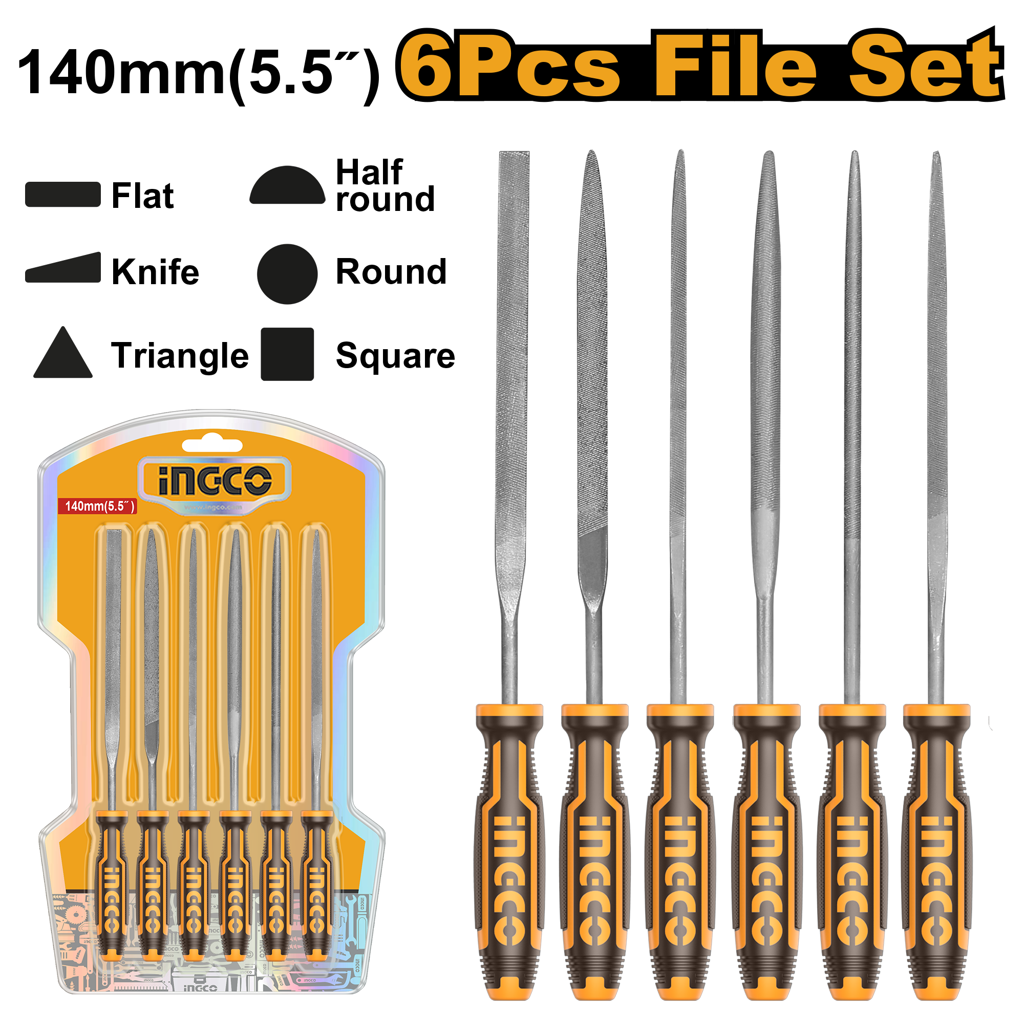 INGCO 140MM (5.5") 6 PCs File Set - HKTF63 Main image