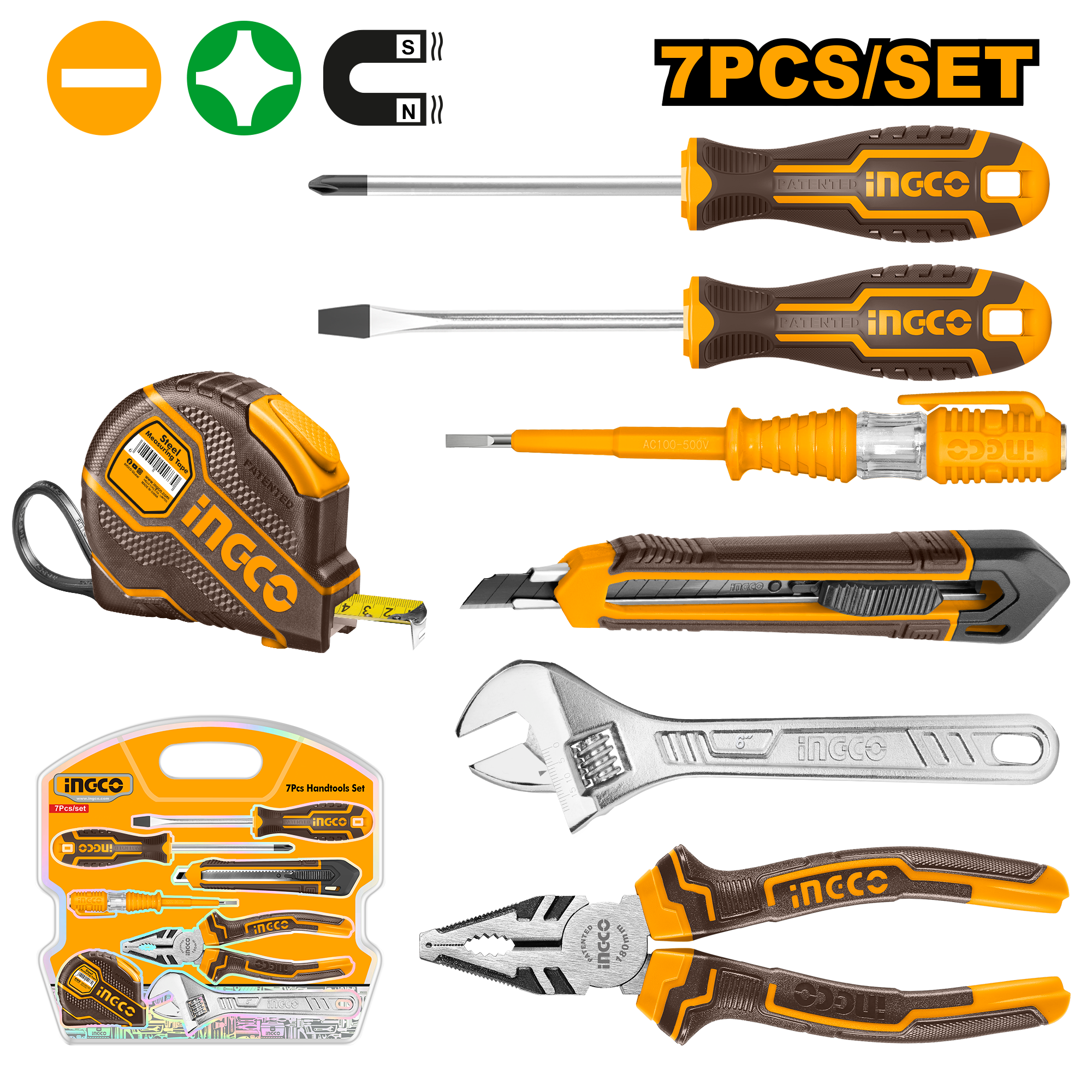 INGCO 7 PCs Hand Tools Set - HKTH10807 Main image