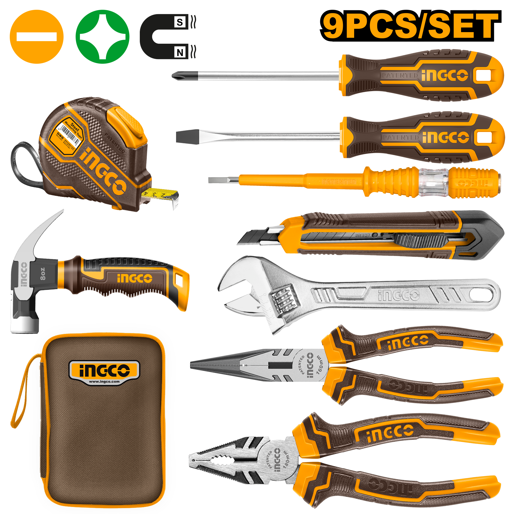 INGCO 9 PCs Hand Tools Set -HKTH20809 Main image