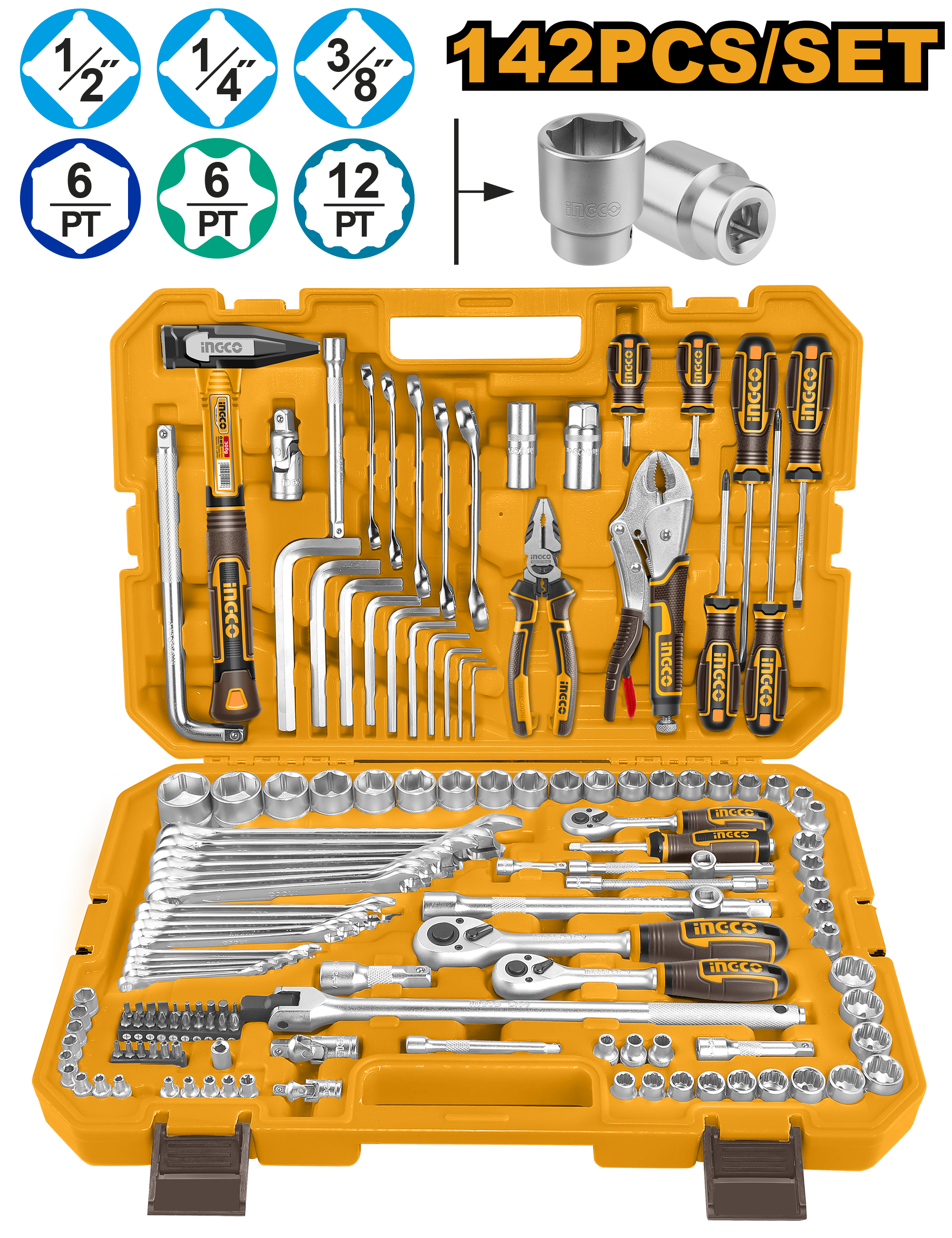 INGCO 142 PCs Combination Tools Set - HKTHP21421