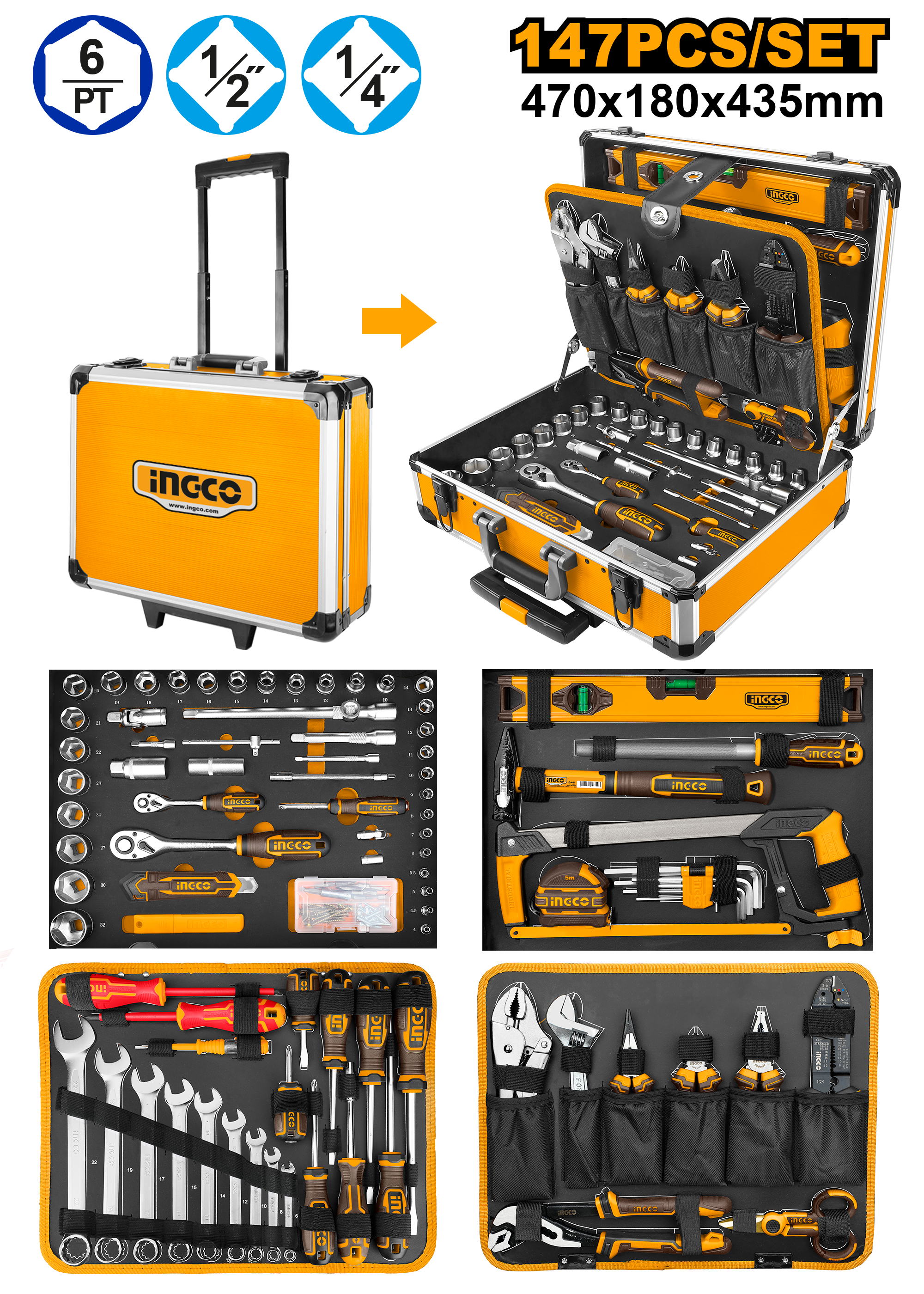 INGCO 147 PCs Hand Tools Set - HKTHP21471