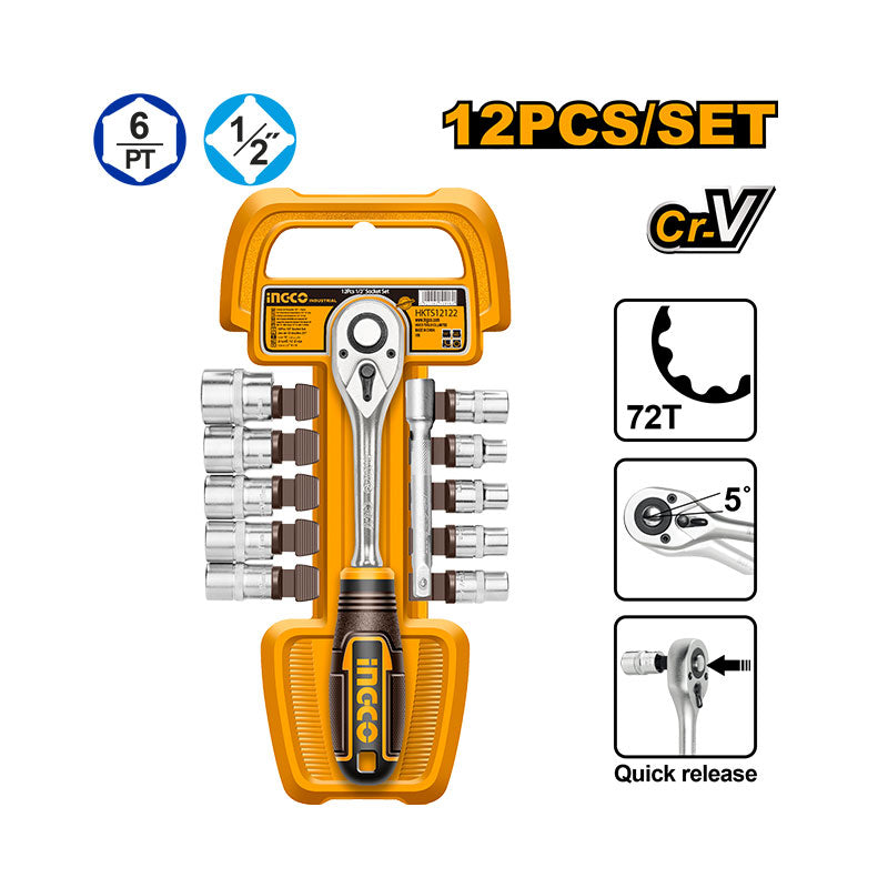 INGCO 12 PCs 1/2" Socket Set - HKTS12122