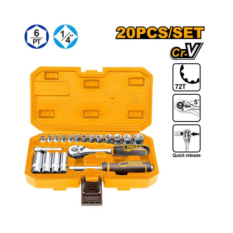 INGCO 20 PCs 1/4" Socket Set- HKTS14201 Main image