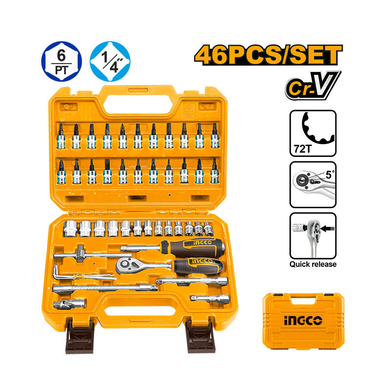 INGCO 46 PCs 1/4" Socket Set - HKTS14462