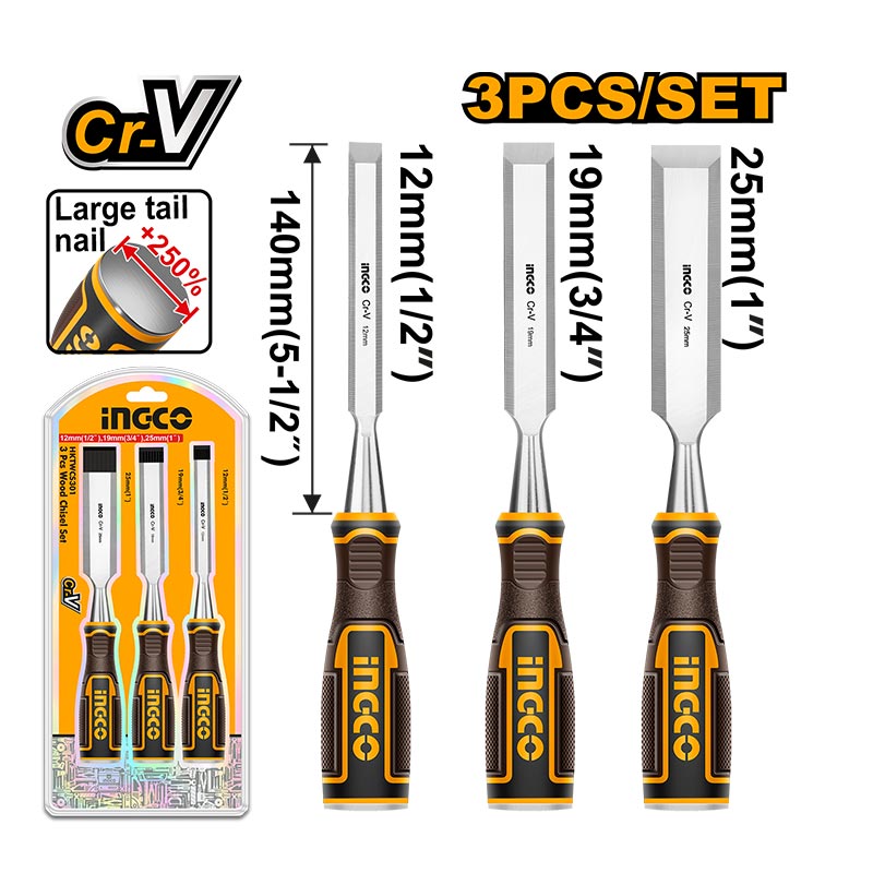 INGCO 3 PCs Wood Chisel Set - HKTWCS301