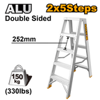 INGCO 252MM Spaced, 330LBS, 2x5 Steps Double Side Ladder - HLAD01051