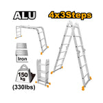 INGCO 330LBS, 4x3 Steeps Multi-Purpose Aluminum Ladder - HLAD04431
