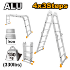 INGCO 330LBS, 4x3 Steeps Multi-Purpose Aluminum Ladder - HLAD04431