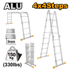 INGCO 330LBS, 4x4 Steps Multi-Purpose Aluminum Ladder - HLAD04441