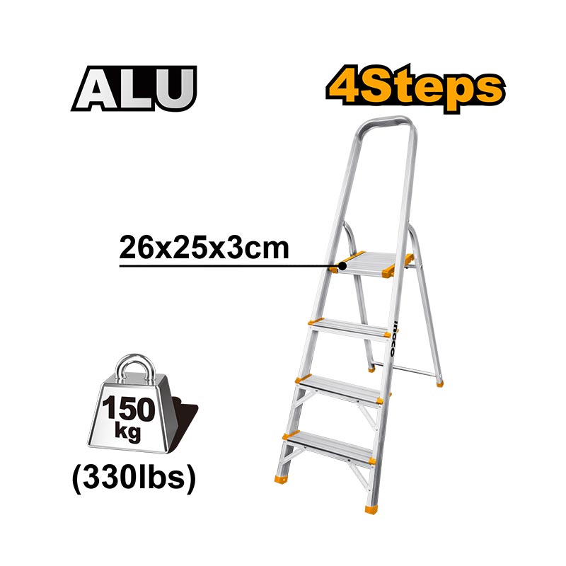 INGCO 4 Steps, 330LBS, 26x25x3CM Household Ladder - HLAD06041